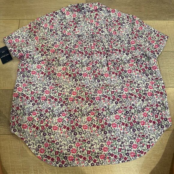 LUCKY BRAND Womens Floral Print Button-Down Shirt Short Sleeve Breathable LINEN - Picture 9 of 9
